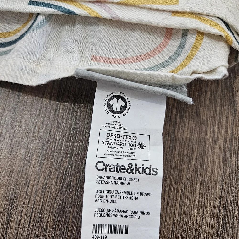 Crate & Kids Organic Cotton Toddler Crib Sheet Set Asha Rainbow